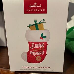 Hallmark Keepsake Red and White Stocking Ornament with Gift
